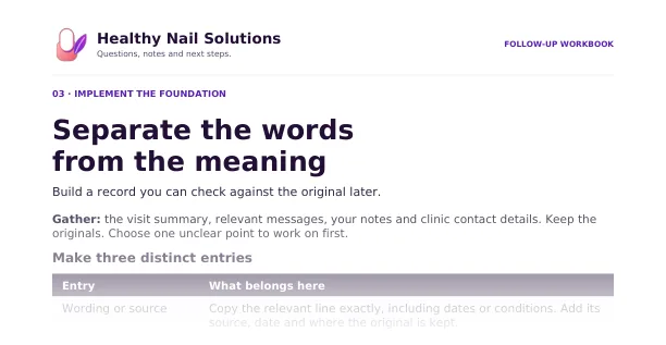 Preview of the top of page 3 of the Nail-Care Follow-Up Workbook: the heading and first lines only, not the full page